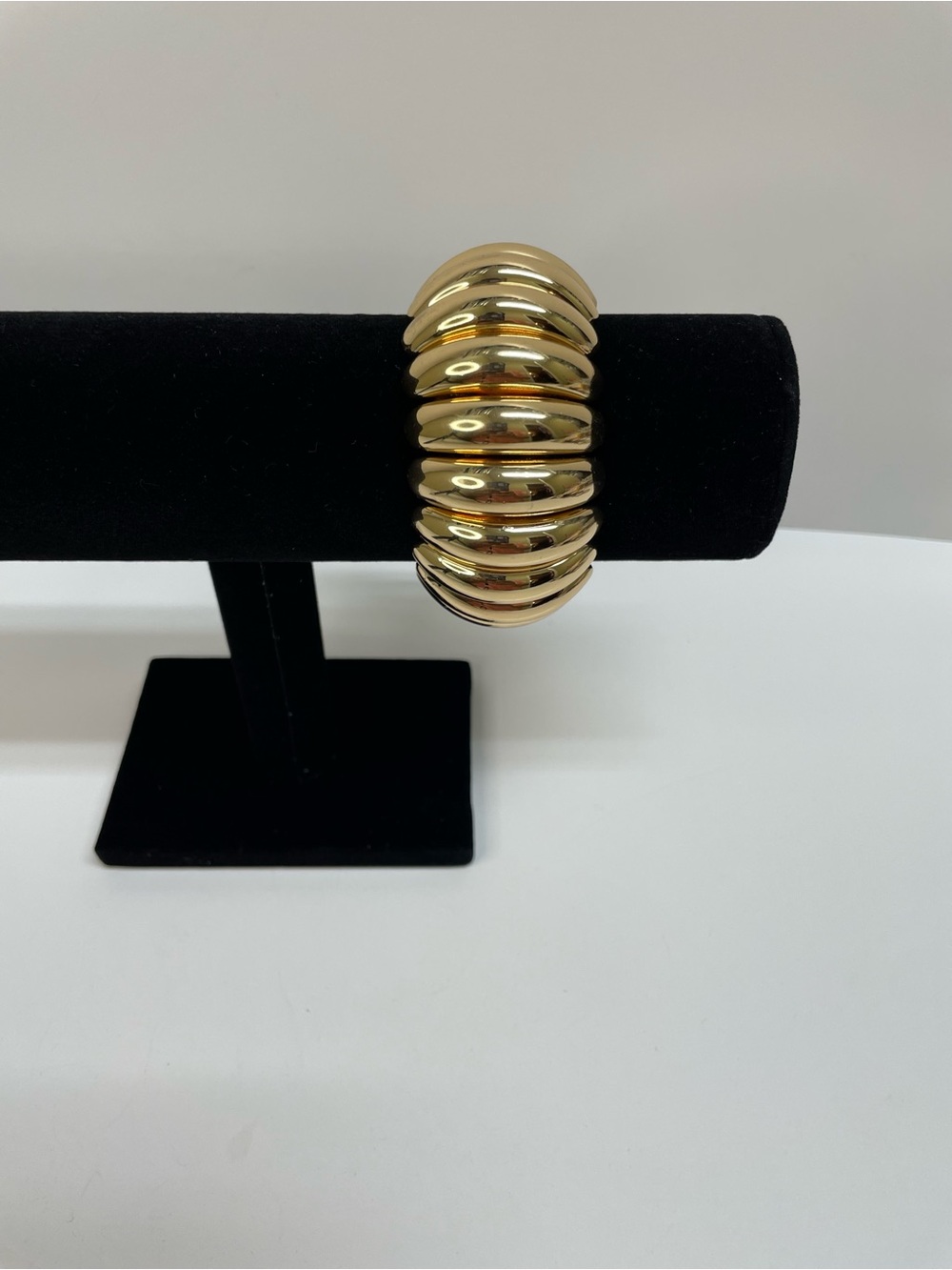 Time and Tru Shiny Gold Stretch Cuff Bracelet